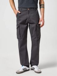 MESKIE SPODNIE WRANGLER MATERIAŁOWE CASEY JONES CARGO REGULAR FADED BLACK 112356845 W175008628. Czarne spodnie materiałowe męskie Wrangler, l, bez wzorów, z jeansu. Za 219.99 zł.