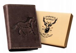 Portfel skórzany Always Wild N4-CHM-HORSE brązowy tłoczenie koń. Brązowe portfele męskie Always Wild, bez wzorów, z nubiku. Za 50.00 zł.