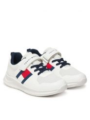 Tommy Hilfiger Sneakersy Flag Low Cut Lace-Up/Velcro T1X9-34369-1843 S Biały. Białe buty sportowe chłopięce Tommy Hilfiger, bez wzorów, ze skóry, bez zapięcia. Za 339.99 zł.