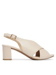 Caprice Sandały 9-28309-46 Kremowy. Białe sandały damskie Caprice, bez wzorów, ze skóry, bez obcasa, na słupku, bez zapięcia. Za 228.99 zł.