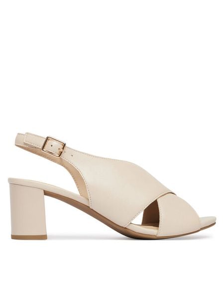 Caprice Sandały 9-28309-46 Kremowy. Białe sandały damskie Caprice, bez wzorów, ze skóry, bez obcasa, na słupku, bez zapięcia. Za 228.99 zł.