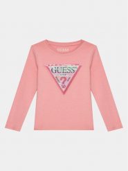 Guess Bluzka K4RI30 K6YW1 Różowy Regular Fit. Czerwone bluzki dla dziewczynek Guess, z aplikacjami, z bawełny, bez ramiączek. Za 69.99 zł.