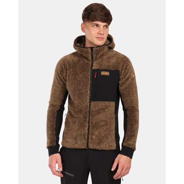 Męska polarowa bluza z kapturem Kilpi NORKA-M. Brązowe bluzy męskie Kilpi, m, bez wzorów, z polaru, z kapturem, trekkingowe. Za 499.51 zł.