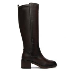 Kozaki Tamaris. Brązowe kozaki damskie Tamaris, bez obcasa, na słupku. Za 754.99 zł.