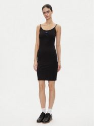 HUGO Sukienka codzienna Narya 50538896 Czarny Slim Fit. Czarne sukienki damskie Hugo, na co dzień, xs, bez wzorów, z bawełny, bez kołnierzyka, bez ramiączek, proste. W wyprzedaży za 219.99 zł.