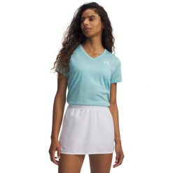 Koszulka fitness damska Under Armour 1384227425. Niebieskie t-shirty damskie Under Armour, m, bez wzorów, z materiału, bez kołnierzyka. Za 191.00 zł.