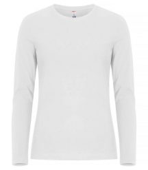 Clique Premium Fashion-T L/S Women — damska koszulka z długim rękawem z bawełny. Białe t-shirty damskie CLIQUE, l, bez wzorów, z bawełny, bez kołnierzyka. Za 122.29 zł.