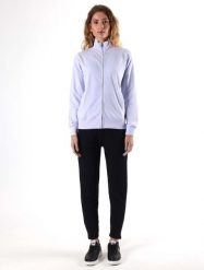 Bluza z bawełna z zamek błyskawiczny na trening. Fioletowe bluzy damskie LEONE 1947 APPAREL, s, bez wzorów, z bawełny, bez kaptura. Za 210.46 zł.