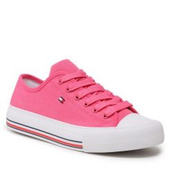 Trampki Tommy Hilfiger. Czerwone półbuty dziewczęce Tommy Hilfiger, bez wzorów, bez zapięcia. Za 239.99 zł.