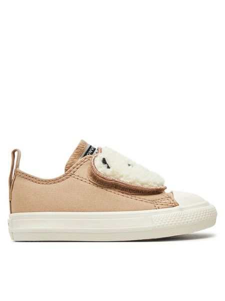 Converse Trampki Chuck Taylor All Star One Strap Ox A10040C Beżowy. Brązowe trampki i tenisówki dziewczęce Converse, bez wzorów, z materiału, bez zapięcia. Za 149.99 zł.