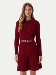 Guess Sukienka dzianinowa W5BK68 Z2YJ2 Czerwony Slim Fit. Czerwone sukienki damskie Guess, xxl, z aplikacjami, z dzianiny, bez kołnierzyka, bez ramiączek. Za 439.99 zł.