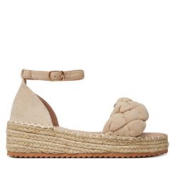 Espadryle DeeZee. Brązowe sandały damskie DeeZee, bez wzorów, bez obcasa, bez zapięcia. Za 139.99 zł.