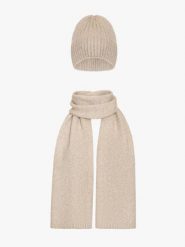 Czapka i szalik w kolorze beżowym. Brązowe szaliki i chusty damskie Ryłko, bez wzorów, z tkaniny. Za 179.99 zł.