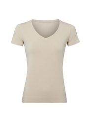 Marie Lund T-shirt Kobiety Bawełna beżowy, XL. Brązowe t-shirty damskie Marie Lund, xl, bez wzorów, z bawełny, klasyczne, bez kołnierzyka. Za 79.95 zł.