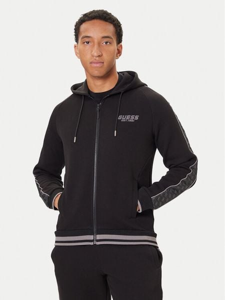 Guess Bluza Z5BQ12 KB3P2 Czarny Regular Fit. Czarne bluzy męskie Guess, m, z aplikacjami, z bawełny, bez kaptura. Za 269.99 zł.
