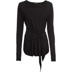 Shirt z paskiem w talii bonprix czarny. Bluzki damskie marki bonprix. Za 32.99 zł.