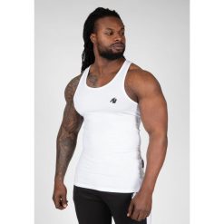 Tank top fitness męski Gorilla Wear Adams Stretch biały. Białe t-shirty męskie GORILLA WEAR, m, bez wzorów, sportowe, bez kołnierzyka. Za 178.00 zł.