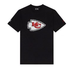 T-Shirt NFL Kansas City Chiefs New Era Logo Noir. Białe t-shirty męskie New Era, xl, bez wzorów, z bawełny, klasyczne, bez kołnierzyka. Za 126.50 zł.