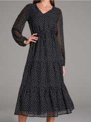 Sukienka midi w kropki - wielobarwny. Sukienki damskie Sinsay, l, bez wzorów, bez kołnierzyka, bez ramiączek, midi. Za 59.99 zł.