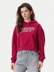 Tommy Jeans Bluza Script DW0DW20306 Różowy Relaxed Fit. Czerwone bluzy damskie Tommy Jeans, xs, bez wzorów, z bawełny, bez kaptura. Za 219.99 zł.