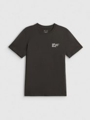 4F T-shirt regular z nadrukiem męski - szary S. Szare t-shirty męskie 4f, m, bez wzorów, z bawełny, biznesowe, bez kołnierzyka. Za 69.99 zł.