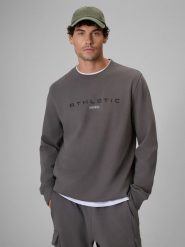4F Bluza dresowa regular bez kaptura męska - szara XXL. Szare bluzy męskie 4f, m, z aplikacjami, z dresówki, bez kaptura. Za 169.99 zł.