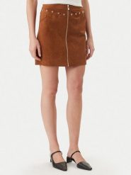 Morgan Spódnica z imitacji skóry 261-JCLAM Brązowy Regular Fit. Brązowe spódnice damskie Morgan, bez wzorów, ze skóry. Za 279.99 zł.