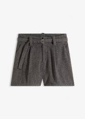 Szorty z zakładkami. Szare szorty damskie bonprix, bez wzorów. Za 149.99 zł.