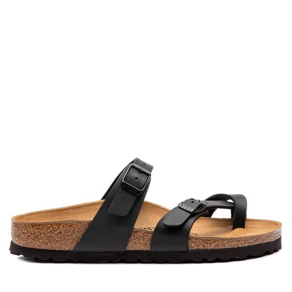 Japonki Birkenstock. Czarne klapki damskie Birkenstock, bez wzorów, bez obcasa. Za 399.99 zł.