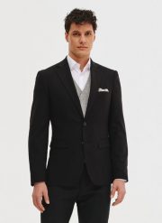 PAKO LORENTE - Czarna marynarka męska. Czarne marynarki męskie Pako Lorente, bez wzorów, z elastanu, casualowe. Za 449.99 zł.