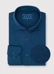 PAKO LORENTE - Granatowa dzianinowa koszula męska. Koszule męskie Pako Lorente, l, bez wzorów, z bawełny, bez kołnierzyka, bez ramiączek. Za 299.99 zł.