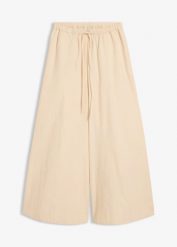 Spodnie culotte z czystej bawełny organicznej. Brązowe spodnie materiałowe damskie bonprix, bez wzorów, z bawełny. Za 112.99 zł.