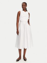 Elisabetta Franchi Sukienka koktajlowa ABT5252E2 100 Biały Regular Fit. Białe sukienki damskie Elisabetta Franchi, bez wzorów, z bawełny, wizytowe, bez kołnierzyka, bez ramiączek. Za 1,049.00 zł.