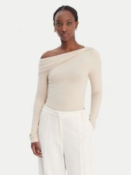 Guess Bluzka W6RP15 KD012 Beżowy Slim Fit. Brązowe bluzki damskie Guess, l, z aplikacjami, z wiskozy, bez kołnierzyka, bez ramiączek. Za 269.99 zł.