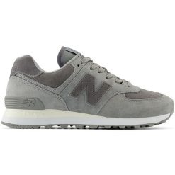 Buty damskie New Balance WL574HM2 – szare. Szare obuwie sportowe damskie New Balance, bez wzorów, ze skóry. Za 299.99 zł.