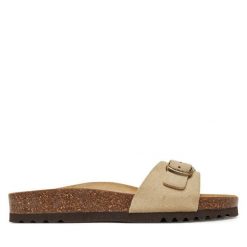 Klapki Scholl. Brązowe klapki damskie Scholl, bez wzorów, bez obcasa. Za 209.99 zł.