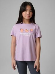 4F T-shirt regular z nadrukiem dziewczęcy - fioletowy 128 (7-8 lat). Fioletowe t-shirty i topy dla dziewczynek 4f, bez wzorów, z bawełny, bez ramiączek. Za 39.99 zł.