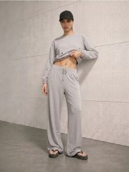 Spodnie wide leg z modalem - szary. Szare spodnie materiałowe damskie Sinsay, l, bez wzorów. Za 49.99 zł.