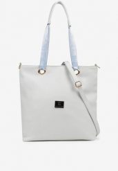 Niebieska Torebka Shopperka z Metalicznymi Wstawkami Lanastiela. Niebieskie torebki do ręki damskie Born2be, bez wzorów, z jeansu, eleganckie, bez dodatków. Za 129.99 zł.
