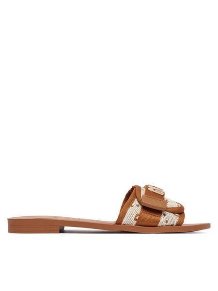 Guess Klapki FLJEL5 FAB03 Brązowy. Brązowe klapki damskie Guess, z aplikacjami, bez obcasa. Za 369.99 zł.