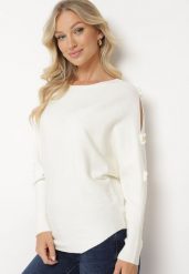 Jasnobeżowy Sweter z Wiskozą i Wycięciami przy Rękawach Evancia. Brązowe swetry damskie Born2be, bez wzorów, z jeansu, biznesowe, bez kołnierzyka, bez ramiączek, bez kaptura. Za 84.99 zł.