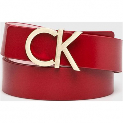 Calvin Klein - Pasek skórzany. Czerwone paski damskie Calvin Klein, w paski, z materiału. Za 269.90 zł.