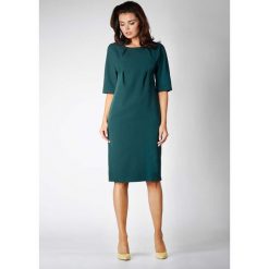 Zielona Elegancka Prosta Sukienka z Asymetrycznym Zapięciem. Sukienki damskie marki Molly.pl. Za 128.90 zł.