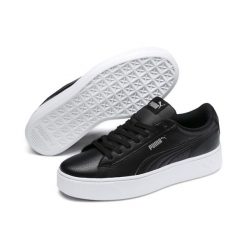 Podwyższone damskie buty sportowe PUMA Vikky PUMA Black. Czarne obuwie sportowe damskie Puma, bez wzorów, z gumy, Puma Vikky. Za 283.85 zł.