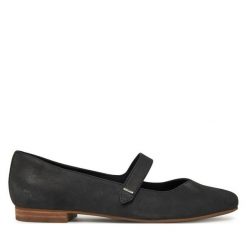 Baleriny Toms. Czarne baleriny damskie Toms, bez wzorów, bez obcasa. Za 259.99 zł.