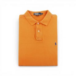 Second life - Krótki rękaw Polo męskie pomarańczowe - Stan dobry. Brązowe buty sportowe męskie Ralph Lauren, bez zapięcia, na golfa. Za 105.71 zł.
