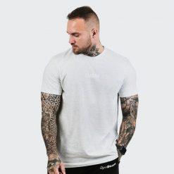 Koszulka męska fitness regular fit szara FIT. Szare koszulki sportowe męskie GYMBEAM, m, bez wzorów, z bawełny, bez kołnierzyka, bez ramiączek, na fitness i siłownię. Za 68.90 zł.