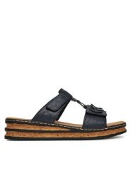 Rieker Klapki CEO-62936-14 Granatowy. Niebieskie klapki damskie Rieker, bez wzorów, bez obcasa. Za 299.99 zł.