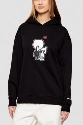 KARL LAGERFELD Czarna damska bluza z nadrukiem Ikon Valentine, Rozmiar L. Czarne bluzy damskie KARL LAGERFELD, l, bez wzorów, bez kaptura. W wyprzedaży za 699.99 zł.