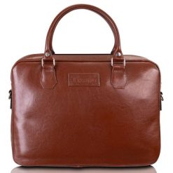 Torba skórzana Tizano TM05 brązowa. Brązowe torby na laptopa męskie TIZANO, bez wzorów, z materiału. Za 414.00 zł.